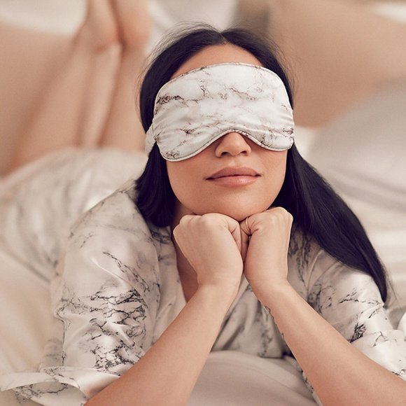 slip Marble Print Silk Eye Mask - Picture 5 of 9